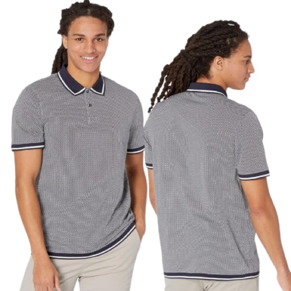 Ted Baker Affric Short Sleeve Geo Textured Polo Shirt Size 3